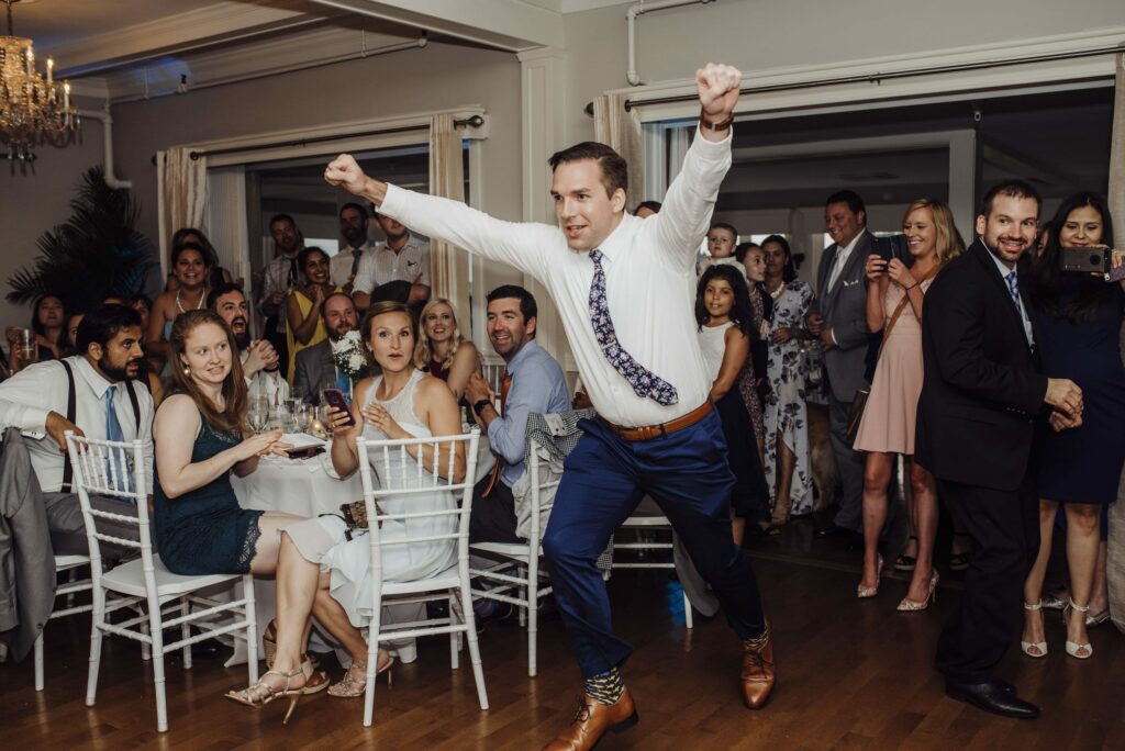 Man dancing at Nonantum Resort Wedding