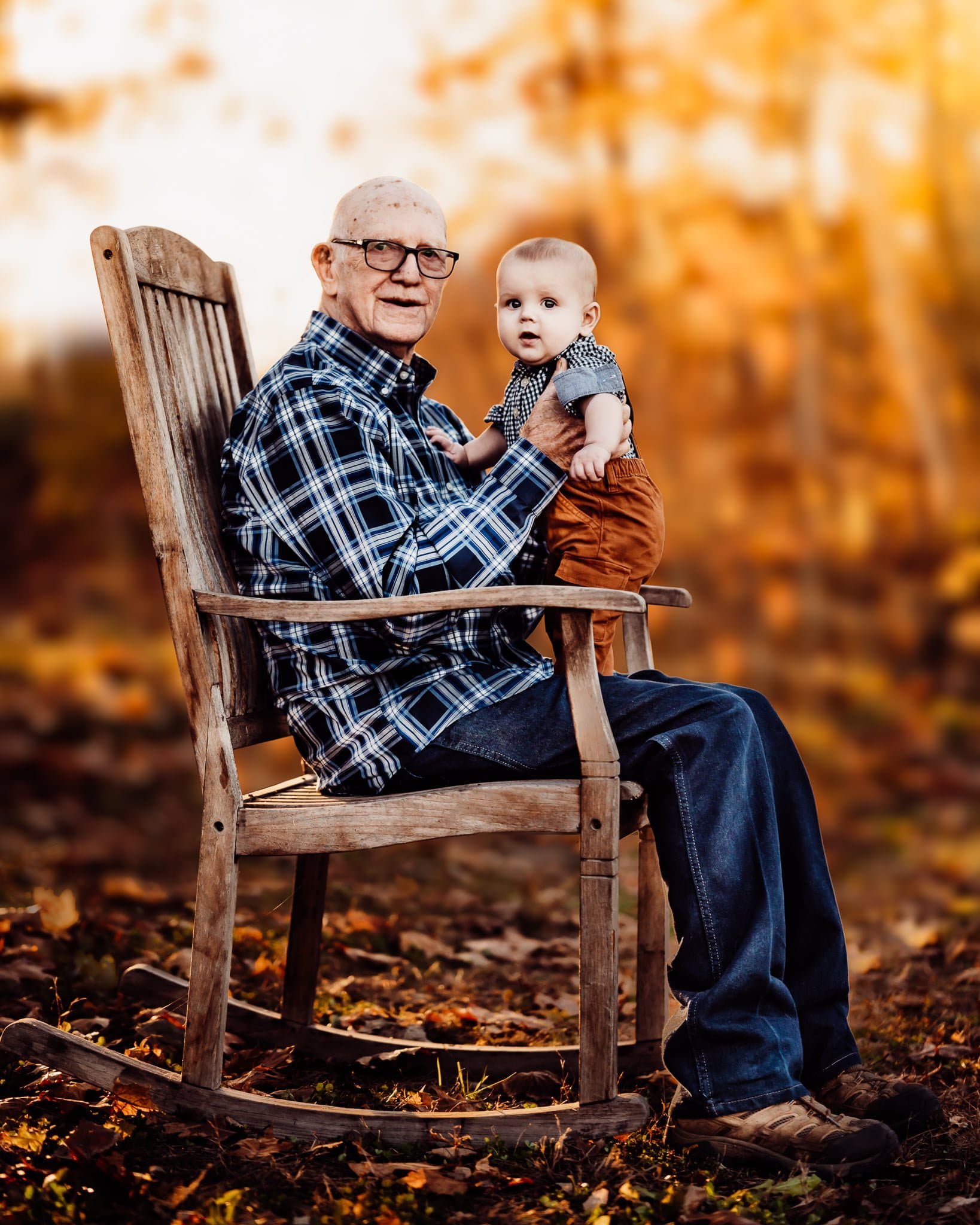Grandfather and baby in rocking chair