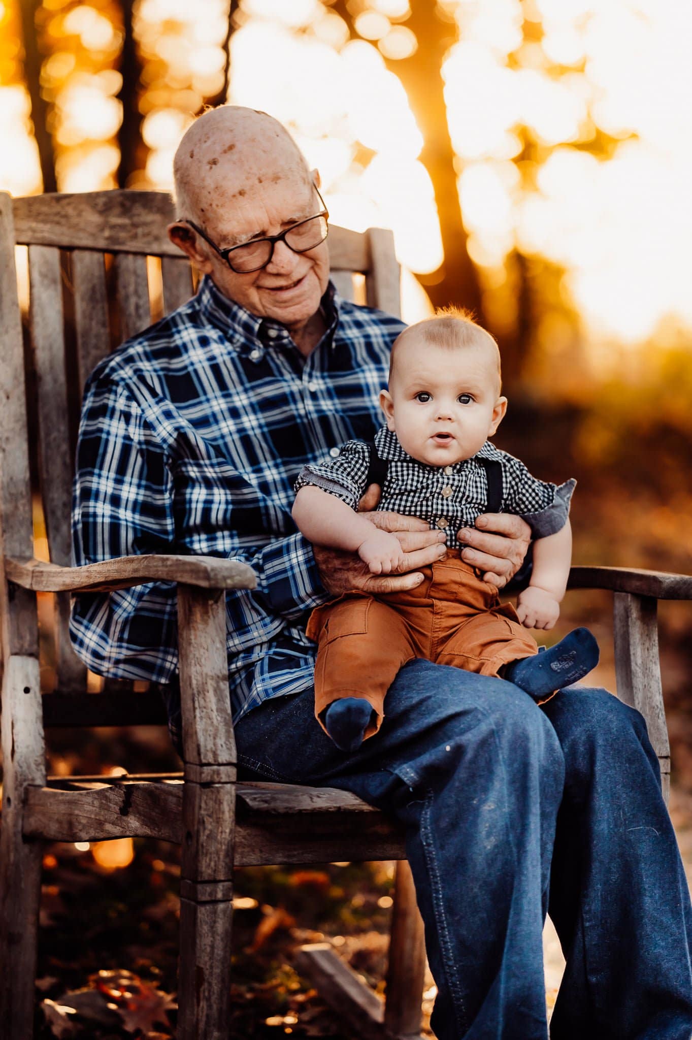 Grandfather and baby in rocking chair