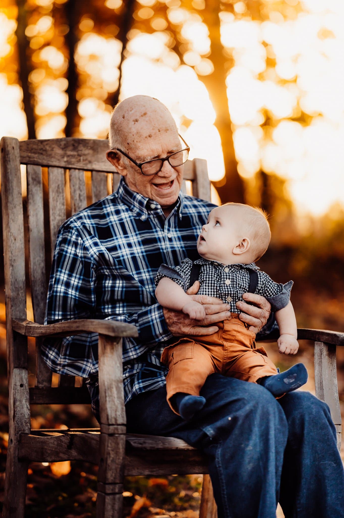 Grandfather and baby in rocking chair