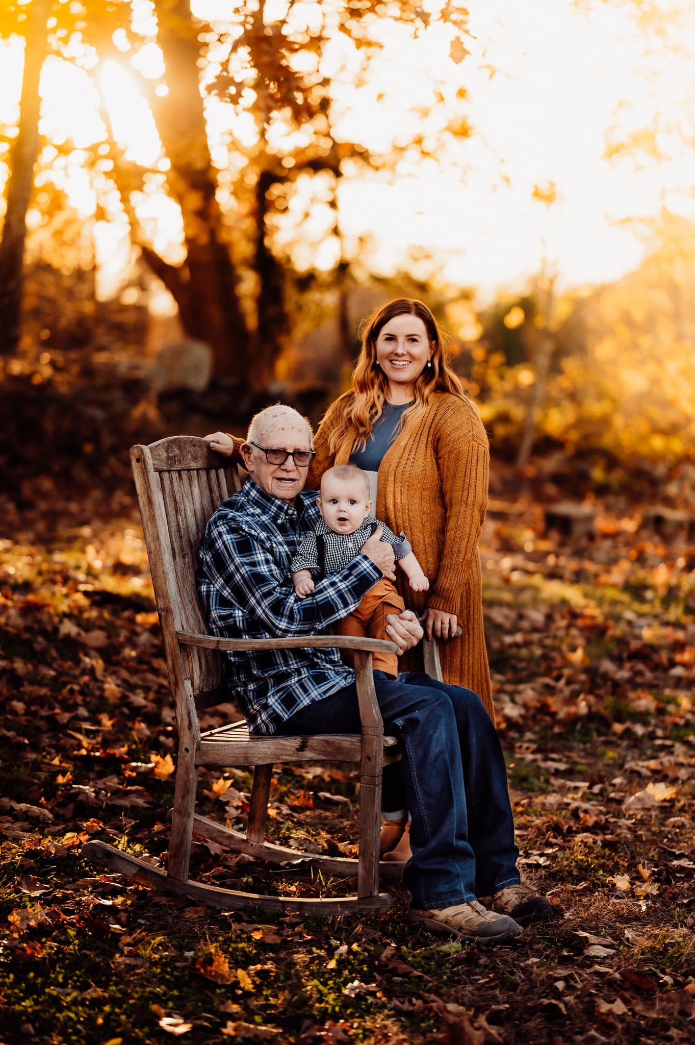 Grandfather and baby in rocking chair