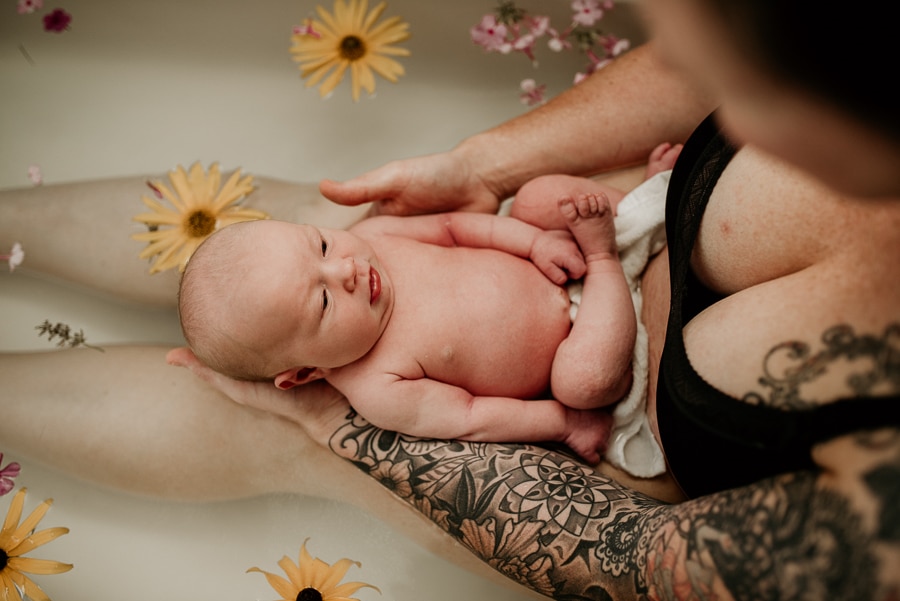 Birth Baby Storytelling Photography Mayo Regional Hospital Fresh 48 Newborn flower bath Maine