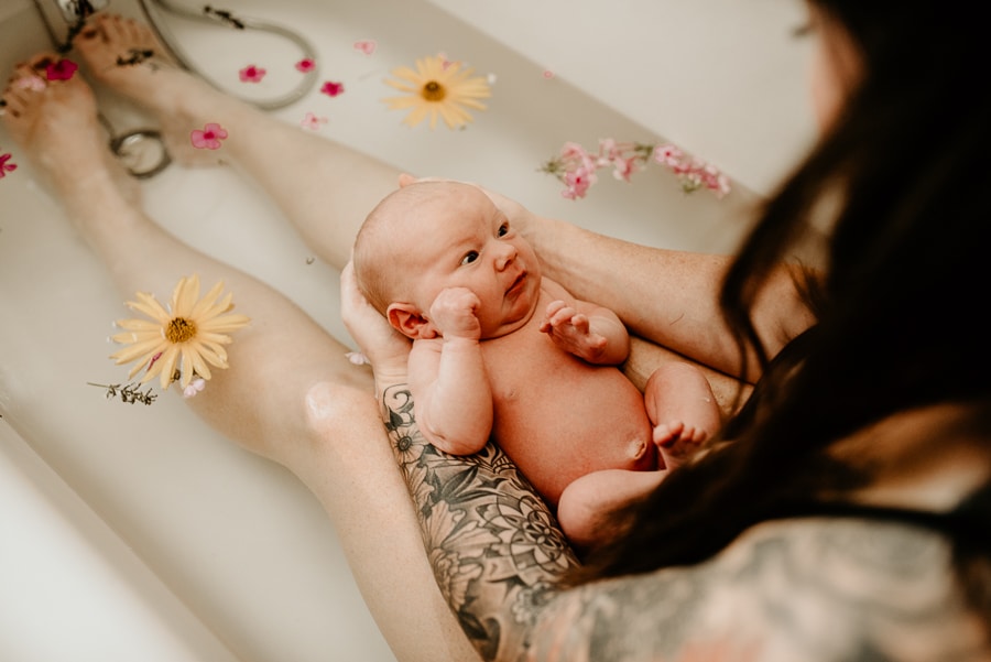 Birth Baby Storytelling Photography Mayo Regional Hospital Fresh 48 Newborn flower bath Maine