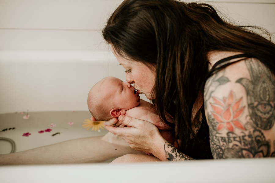 Birth Baby Storytelling Photography Mayo Regional Hospital Fresh 48 Newborn flower bath Maine