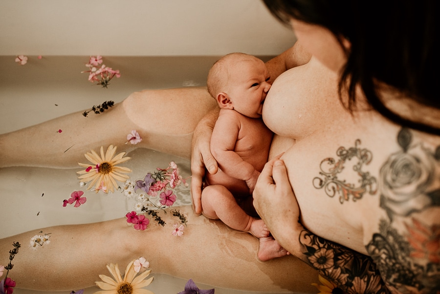 Birth Baby Storytelling Photography Mayo Regional Hospital Fresh 48 Newborn flower bath Maine