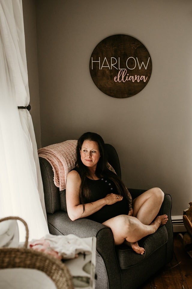 Maine maternity Breezy Photography pregnant boho bohemian lifestyle boudoir photo shoot black bra sweater