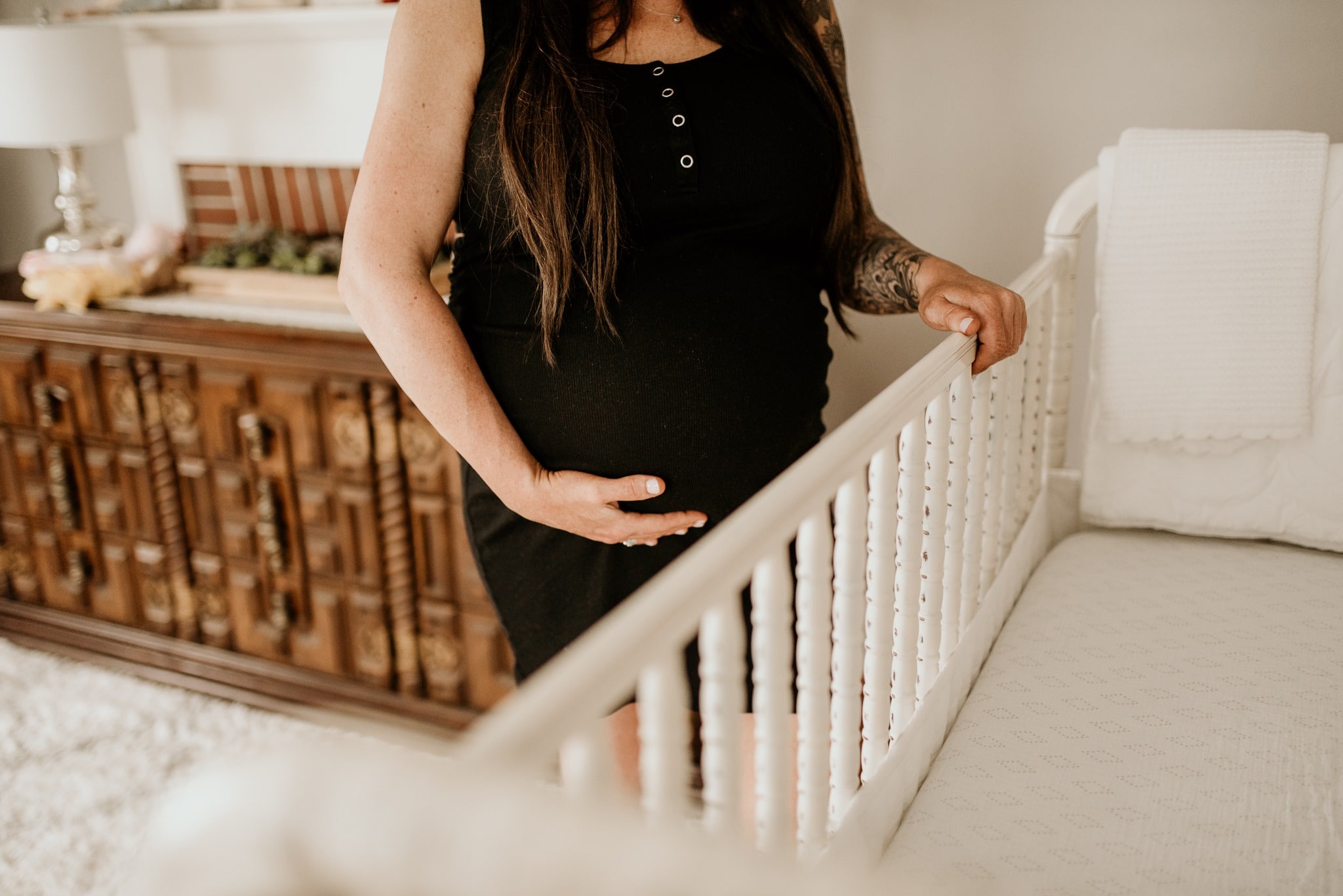 Maine maternity Breezy Photography pregnant boho bohemian lifestyle boudoir photo shoot black bra sweater