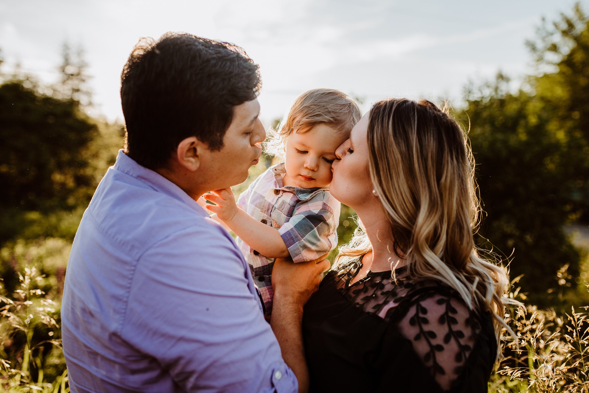 Lupine Photography Maine Family Sunset Dress Purple Boy Sun Flare